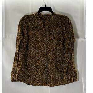 STUDIO SANDERSON X UNIQLO Women's Orange/Black Mini Floral Button-Up Blouse SZ S
